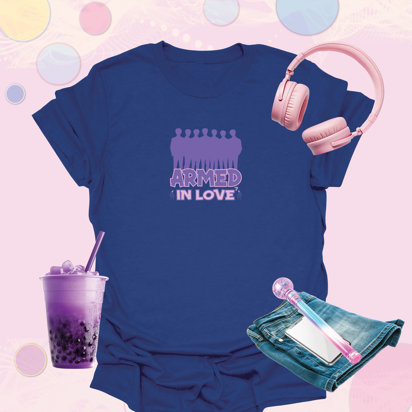 Tribute to Army Fans - Armed in Love7 Purple Silhouette T-shirt - Korean Pop Army Fan Inspired tee