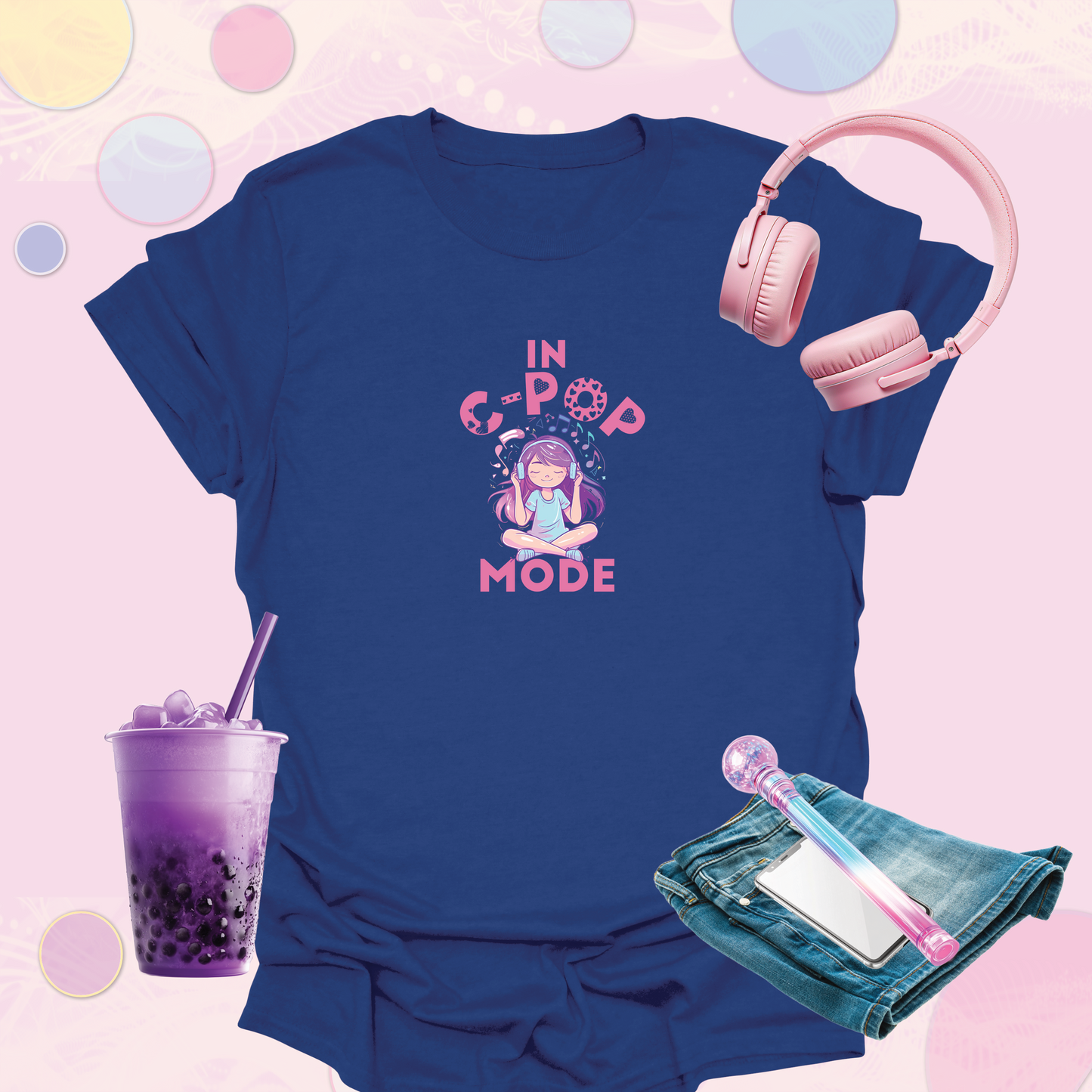 In C-Pop Mode + Girl Graphic T-Shirt - Fun Chinese Pop Fan Inspired